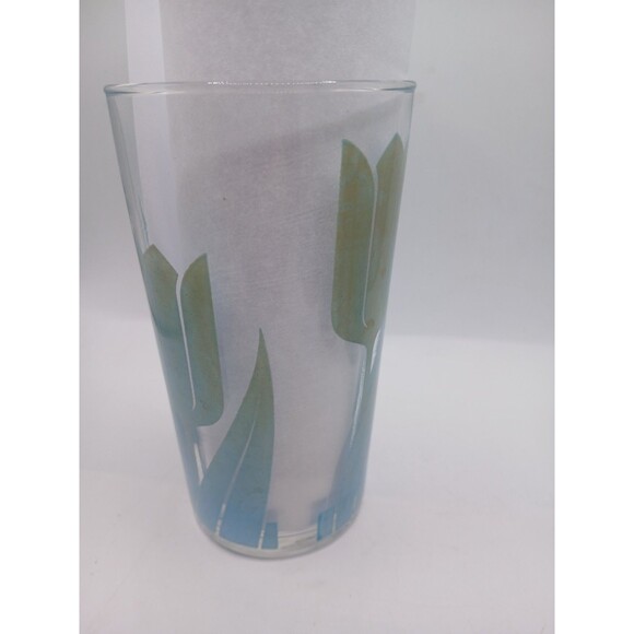 Lot Of 5 MCM Libby Blue Tulip Drinking Glasses/Tumblers Flowers Vintage MCM - Picture 3 of 16